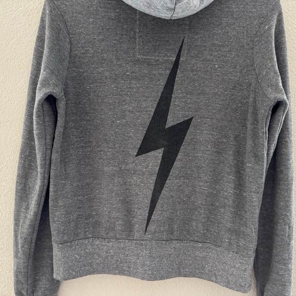 Aviator Nation Bolt Hoodie Zip Cotton Fleece Gray Casual Beach Coastal USA XS - Picture 10 of 15